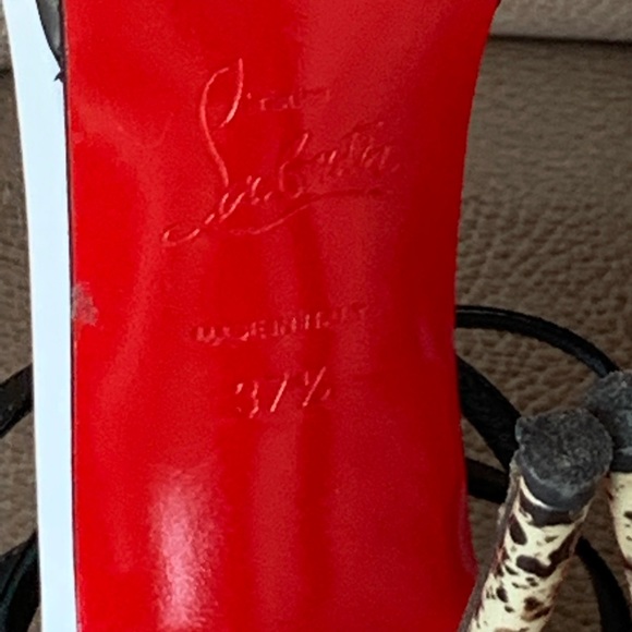 Christian Louboutin Monocronana 120 Black White Splattered Gold Spike 37 1/2 - Picture 15 of 16